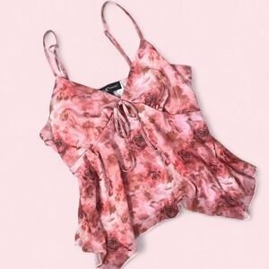 Almost Famous Pink Floral‎ Camo Top With Tie Front Detail